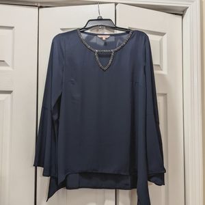 Juicy Couture Navy Blue Semi-Sheer Blouse